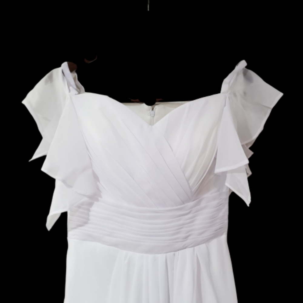 Aurora White Gown Floor Length White Chiffon Dress - Picture 5 of 5